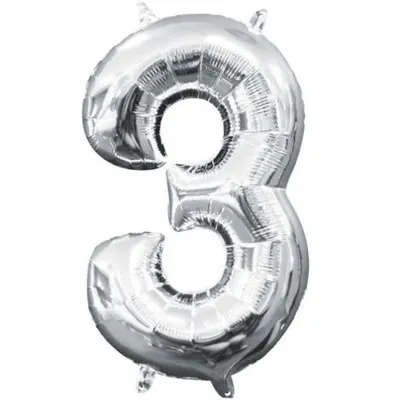 Balon folie argintiu cifra 3