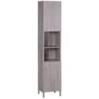 Kleankin Coloană Baie 2 Dulapuri 2 Rafturi Deschise MDF Suprafață Netedă 30x32x172.5cm Culoare Lemn | Aosom Romania