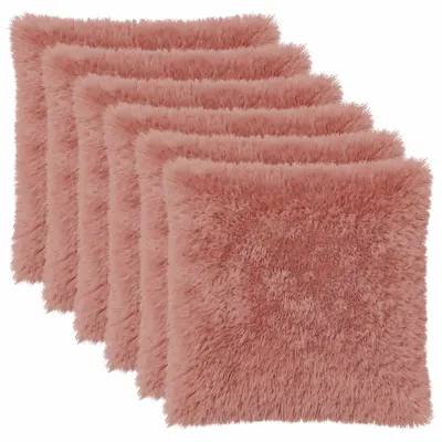 vidaXL Husă pentru pernă 6 pcs HEERLEN Roz 80 x 80 cm Fleece PV