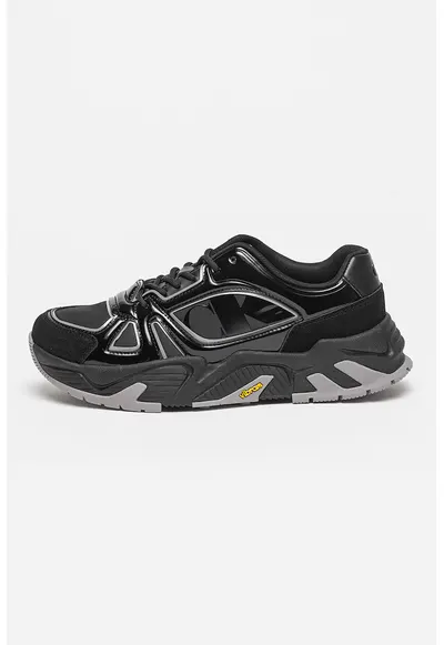 Pantofi sport cu aspect masiv si insertii din piele ecologica - Negru