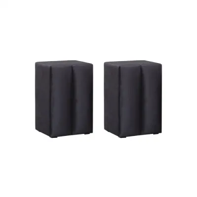 Set 2 Noptiere BLACKBERRY cu 1 usa, stofa negru