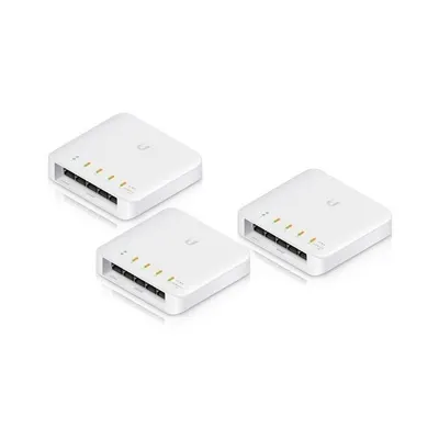 Kit switch Ubiquiti UniFi Switch Flex, 5 porturi, PoE+, Layer 2, 46 W buget, cu management, 3 bucati
