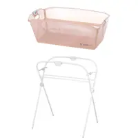 Set cadita de baie cu pliere ultra-compacta, Jane, Oasis, Cu doua manere, 68 x 42 x 26 cm plus suport pliabil, Conform cu EN 17072:2018, Pale