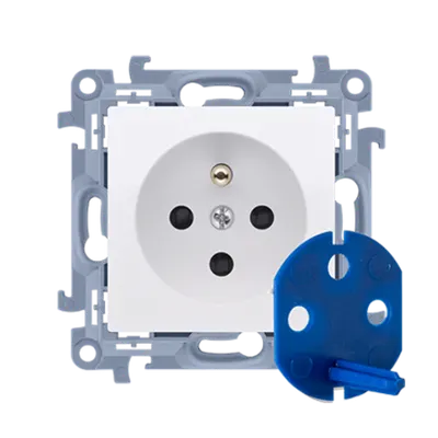 Priza DATA cu impamantare cu cheie de autorizare , 16 A, 250V~, alb, borne cu surub