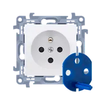 Priza DATA cu impamantare cu cheie de autorizare , 16 A, 250V~, alb, borne cu surub