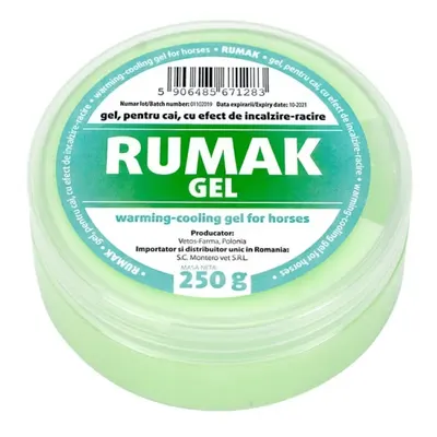 RUMAK Gel Încălzire și Răcire, supliment sistem articular câini, gel RUMAK Gel Încălzire și Răcire, L-XL, supliment sistem articular câini, flacon, 250g gel