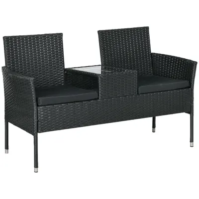 Outsunny Mobilier de Terasa pentru 2 Persoane cu Masa de Ceai