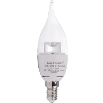 Bec LED LOHUIS, forma lumanare fantezie, E14, 6W, 30000 ore, lumina rece