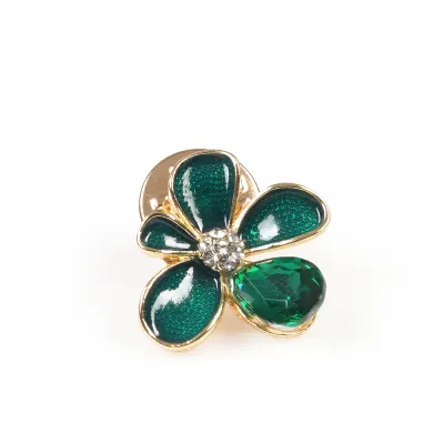 Brosa martisor floare verde cu pietre acrilice