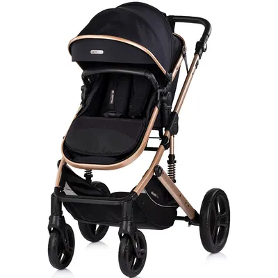 Carucior transformabil 2 in 1 pentru copii Chipolino Amore Noir cu suspensii, sezut reversibil, accesorii, greutate suportata 22 kg