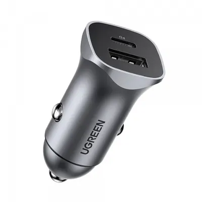 Incarcator Auto UGREEN CD130, 24W, 3A, 1 x USB-A - 1 x USB-C, Gri