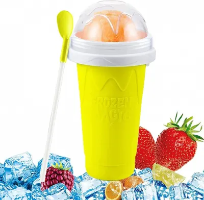 Pahar pentru Facut Slushy, MilkShake si Suc Inghetat - Galben