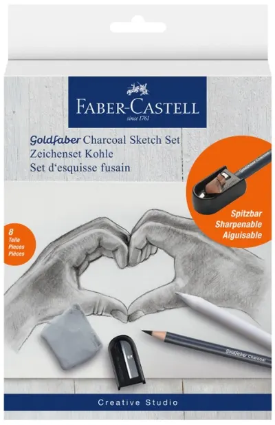 Set creioane cărbune Faber-Castell Goldfaber - 9 bucăți