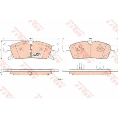 Set placute frana, frana disc TRW GDB4603