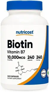 Biotin Vitamin B7, 10000 µg, 240 capsule, Nutricost
