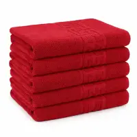Set 5 prosoape medii 50x90cm, din 100% bumbac pakistanez, 500g, Rosu