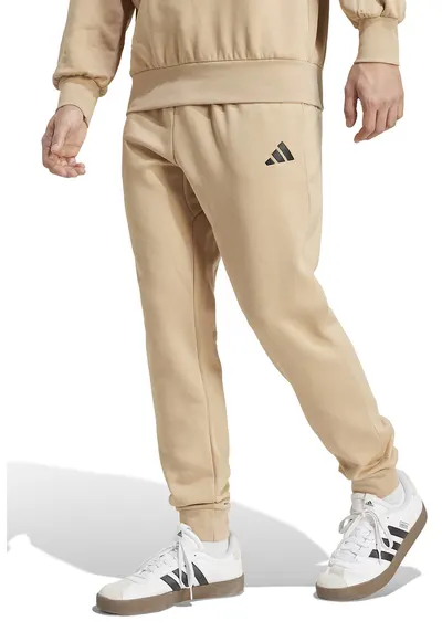 Pantaloni de trening cu snur in talie si croiala conica FeelCozy - Negru/Maro camel
