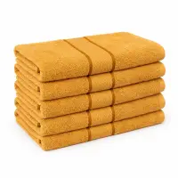 Set 5 prosoape medii 50x90cm, din 100% bumbac pakistanez, 400g, Line, Mustar