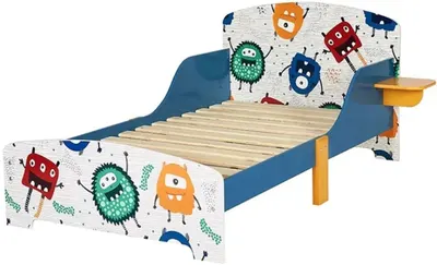 Pat pentru copii cu protecție împotriva căderii Ginger Home - Monster, 140 x 70 cm