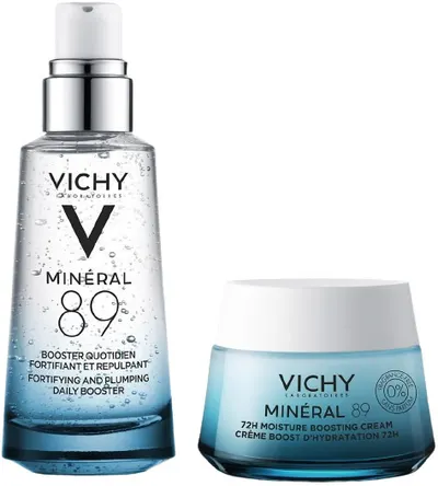 Vichy Minéral 89 Set - Gel hidratant Booster și cremă hidratantă ușoară, 2 x 50 ml