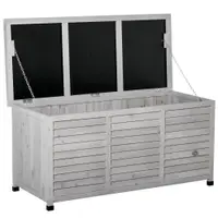 Outsunny Banca Conteiner de depozitare pentru extern si Gradina in Lemn, Gri 127Lx56Lx60Hcm | Aosom Romania