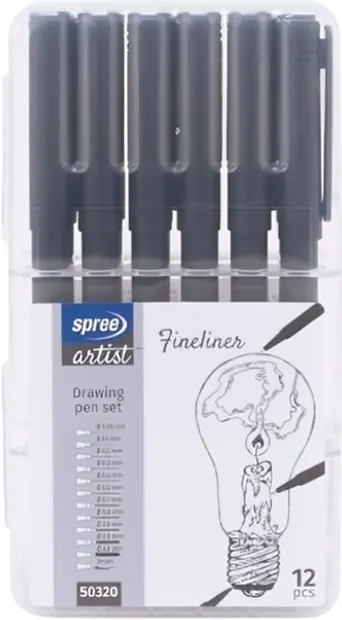 Set de finelinere Spree Artist - 12 buc, negru