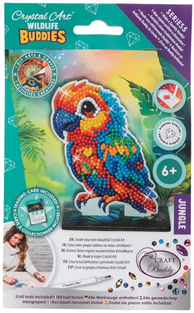 Kit de broderie cu diamante Craft Buddy - Crystal Art Buddies: Papagal, 7 piese