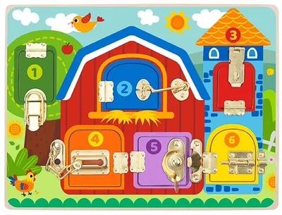 Tablă de activități din lemn Tooky Toy - zăbrele și zăbrele