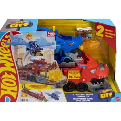 Transportator cu doua masini, Hot Wheels, Dual Dragon Ultimate, JBM72