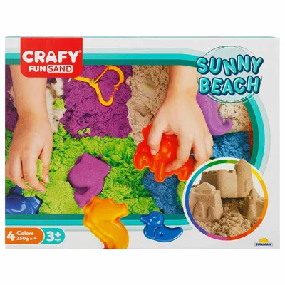 Set nisip creativ, Crafy Fun Sand, Sunny Beach, 13 piese, 1 kg nisip