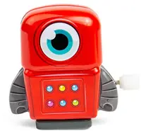 Mini robot metalic Bigjigs - Cu mecanism de învârtire, roşu