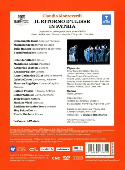 Monteverdi: Il ritorno d'Ulisse in patria (DVD) | Le Concert d’Astree, Emmanuelle Haim, Rolando Villazon, Magdalena, Kozena, Katherine Watson, Kresimir Spicer