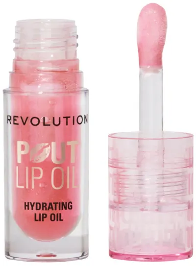 Makeup Revolution Ulei de buze hrănitor Pout Lip, Glam Pink Shimmer, 3 ml