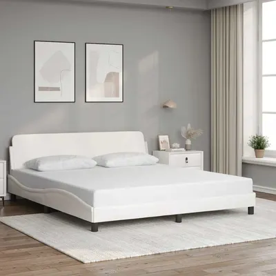 vidaXL Cadru de pat, Dover, alb, 180x200 cm, piele ecologică