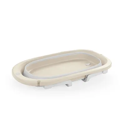 Cadita pliabila bej, design ergonomic, cu dop scurgere, greutate suportata 15 kg , 6 luni+