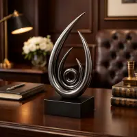 Statueta decorativa abstracta, design modern spiral, finisaj auriu sau negru lucios, 25 x12cm