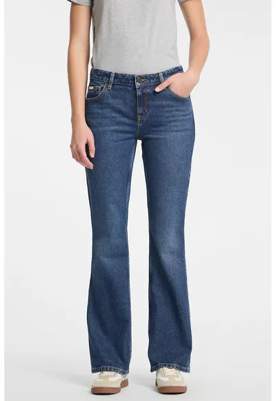 Blugi cu croiala bootcut si talie medie - Albastru inchis