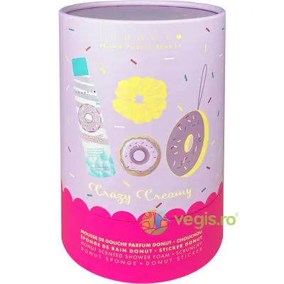Set Spuma de Baie cu Parfum de Gogosi + Scrunchy + Burete+ Sticker Gogoasa Crazy Creamy