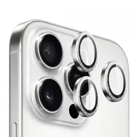 Folie de protectie Camera Spate Blueo Glitter Diamond Metal Frame pentru Apple iPhone 16 Pro Max / 16 Pro, Sticla Securizata, Argintie