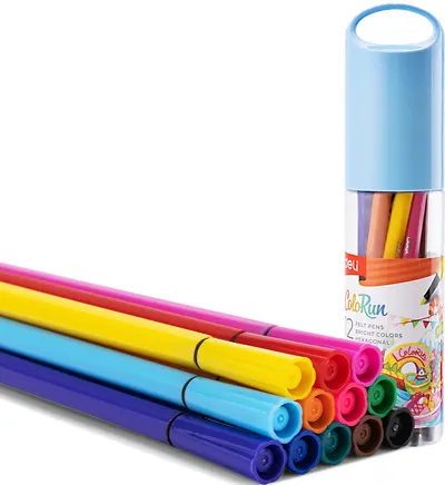 Deli Colorun Markers - EC156-12, 12 culori, în tub