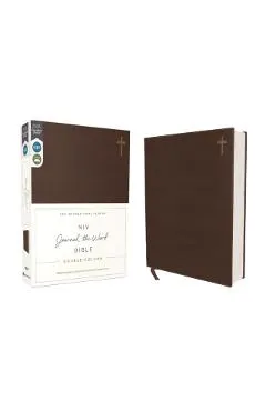 Niv, Journal the Word Bible, Double-Column, Leathersoft, Brown, Red Letter Edition, Comfort Print: Reflect, Take Notes, or Create Art Next to Your Fav