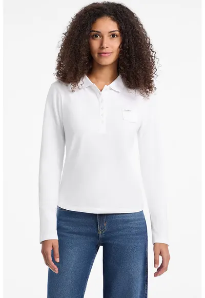 Bluza polo cu buzunar pe piept - Alb