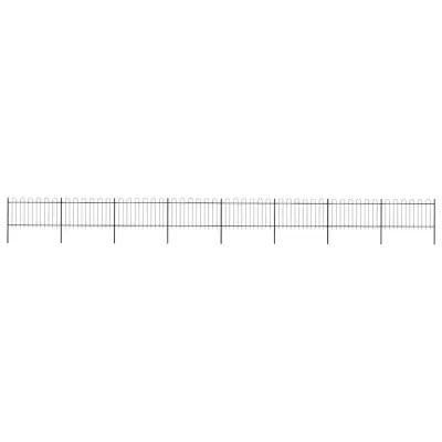 vidaXL Gard de grădină cu vârf circular din oțel, 1339 x 100 cm, negru