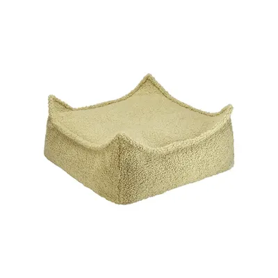Fotoliu puf pentru copii verde cu tapițerie din țesătură bouclé Square – Wigiwama