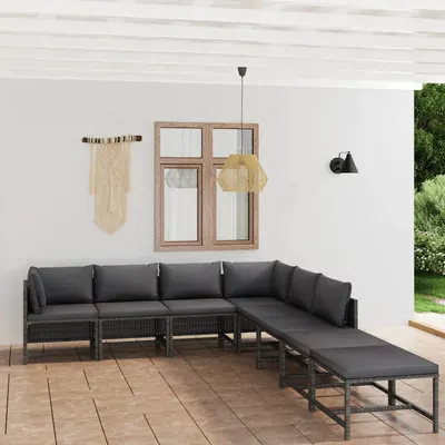 Gossi set mobilier de gradina cu perne, 8 piese, gri, poliratan