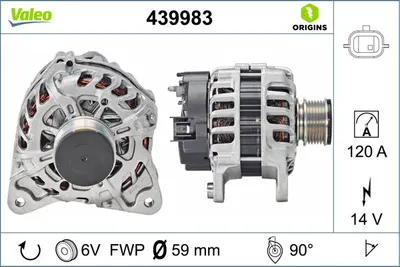 Alternator (14v, 120a) Potrivit Dacia Dokker, Dokker Express Minivan, Duster, Duster Suv, Lodgy, Logan, Logan Express, Logan Ii, Logan Mcv, Logan Mcv Ii, Sandero, Sandero Ii 1.5d 09.05