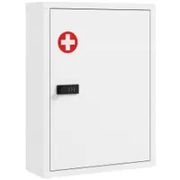 HOMCOM Dulap pentru medicamente pentru montare pe perete, dulap de baie cu încuietoare cu cifru, ușă și compartimente, Alb | Aosom Romania