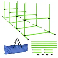 PawHut Set Agility pentru câini 4 piese reglabil pe înălțime echipament Agility cu 4 obstacole husă de transport 99 x 65 x 94 cm Verde | Aosom Romania