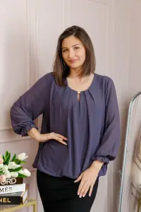 Bluza eleganta dama Sheila din voal cu captuseala - Mov
