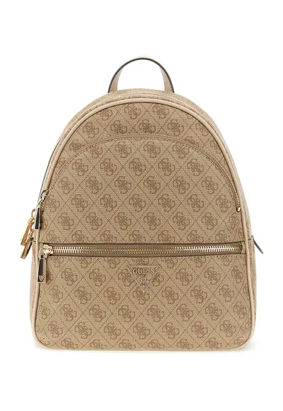 Rucsac din piele ecologica cu model monograma Manhattan II - Maro deschis